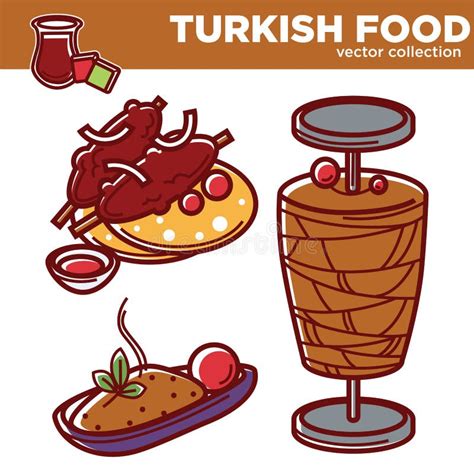 Turkish Food Vector Collection Of Tasty Exotic Dishes Stock Vector