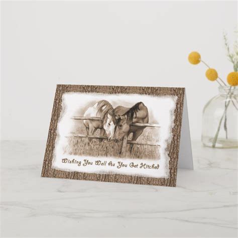 Getting Hitched Horses Wedding Congratulations Card