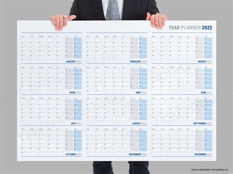 2022 Big Yearly Horizontal Annual Printable Wall Planner Etsy