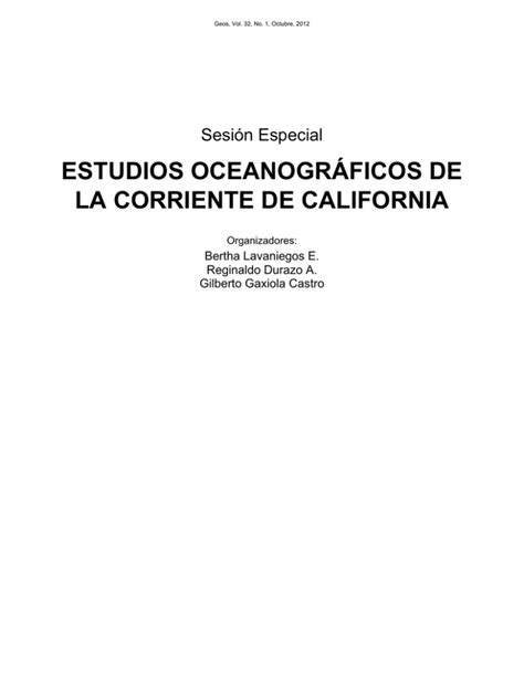 Estudios Oceanográficos De La Corriente De California