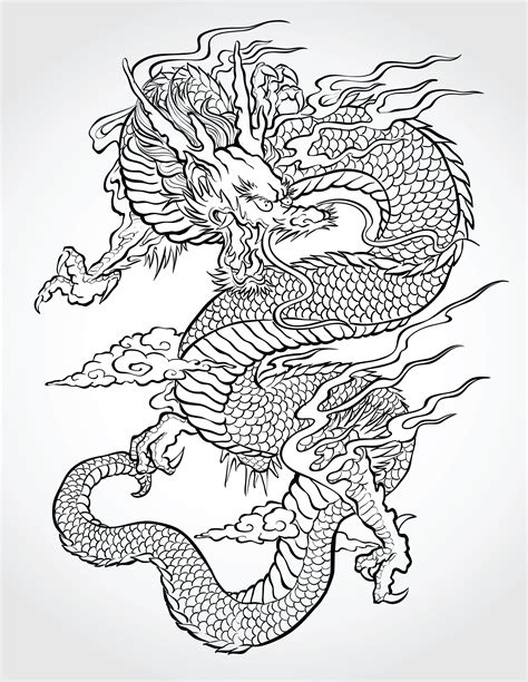 Oriental Dragon Line Drawing Img Nincompoop