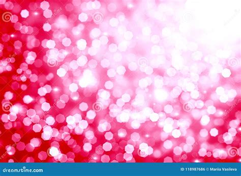 Blurred Red Bokeh Background White Circles Glitter Abstraction Stock