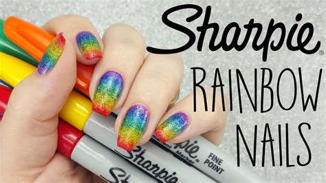 Rainbow Glitter Sharpie Nail Art Youtube