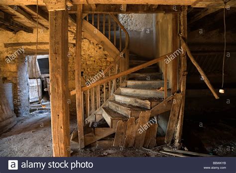 Dilapidated Wooden Staircase In Ruined House Stock Photo Royalty Free