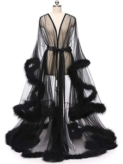 black long marabou fur edge robe rb1331 in 2020 wedding dress with feathers feather dress
