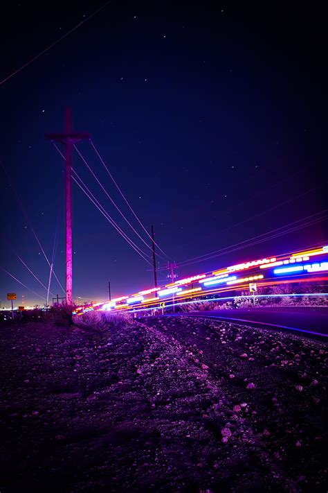 Road Night Lights Long Exposure Neon Blur Hd Phone Wallpaper Peakpx
