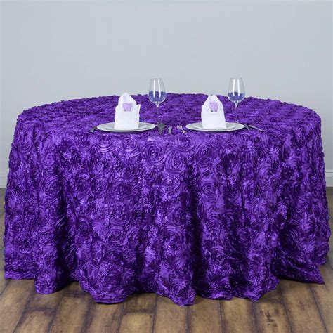 Buy Purple Grandiose Rosette D Satin Round Tablecloth At Tablecloth Factory
