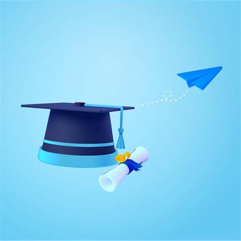 3d Abschlusskappe Oder Hut Und Diplom Fliegendes Papierflugzeug