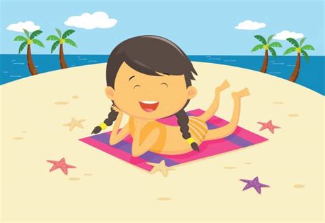 Girl Laying On Beach Clip Art Illustrations Royalty Free Vector