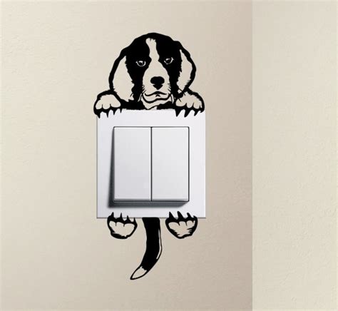 Designer Cute Dog Beagle Pet Light Switch Sticker Funny Wall Decal