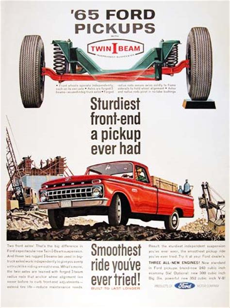 1965 Ford F100 Pickup Truck Classic Vintage Print Ad