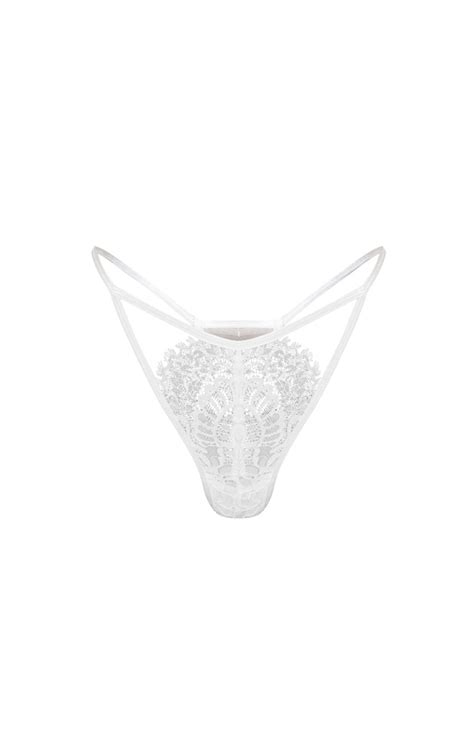 White Cut Out Lace Thong Lingerie Prettylittlething Aus