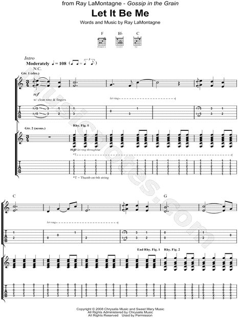 Ray Lamontagne Let It Be Me Guitar Tab In C Major Download And Print