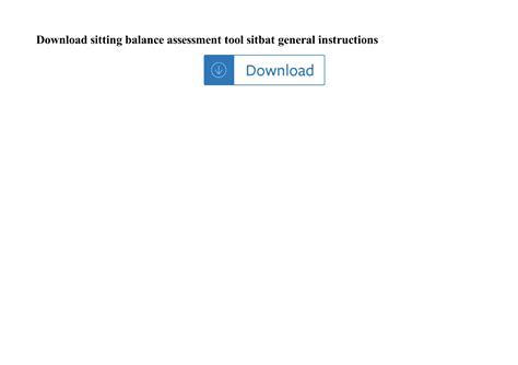 Sitting Balance Assessment Tool Sitbat General Instructions