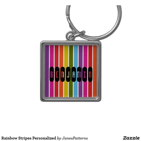 Rainbow Stripes Personalized Keychain | Zazzle.com | Personalized keychain, Personalized photo ...
