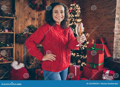 Portrait Of Attractive Cheerful Girl Drinking Wine Saying Toast Festal Occasion Time At Loft