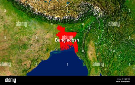 Highlighted Satellite Image Of Bangladesh Stock Photo Alamy
