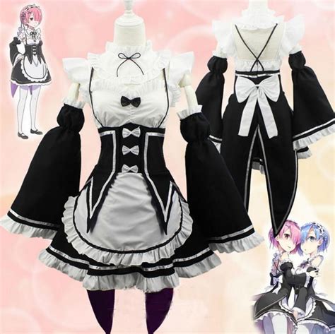 anime re zero kara hajimeru isekai seikatsu ram rem maid dress cosplay costume maid cosplay