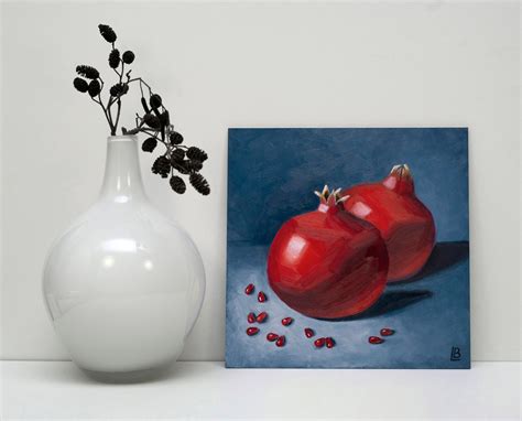 Pomegranate Original Oil Painting Fruit Artwork Etsy