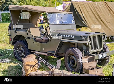 1940s Military Jeep And Machine Gun On Display At The Forties Weekend