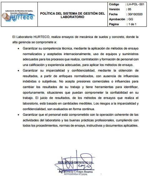 PolÍtica De Calidad Iso 17025 Hurteco Comprometidos Con La Calidad