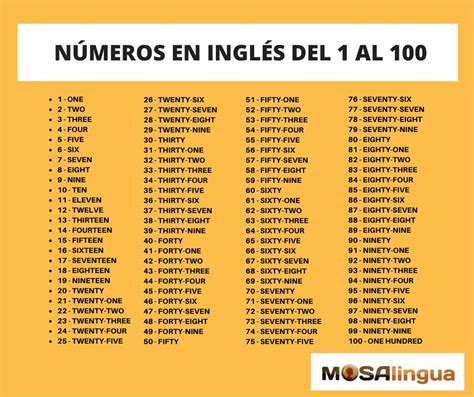 Numeros En Ingles Del 1 Al 100 Y Del 100 Al 1000 Numeros En Ingles