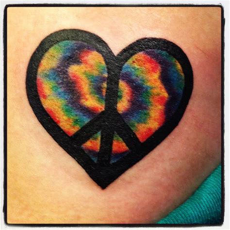 Tie Dye Heart Tattoo Hippie Tattoo Girly Sleeve Tattoo Peace Sign