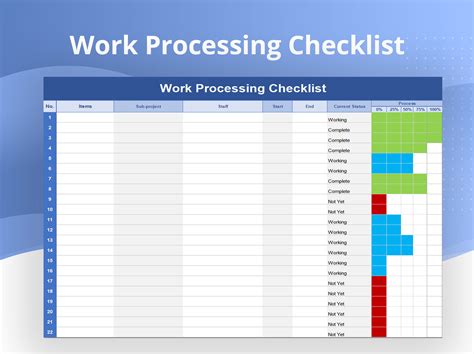 Excel Of Work Processing Checklist Xls Wps Free Templates