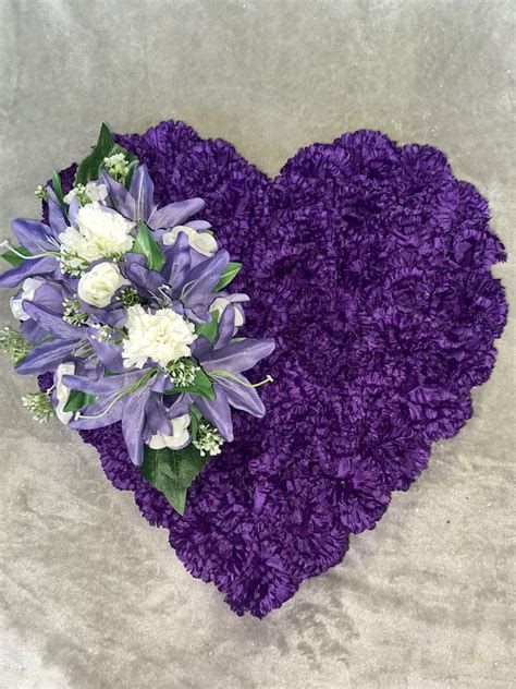 Purple And Or White Heart Funeral Memorial Tribute Artificial Etsy Uk