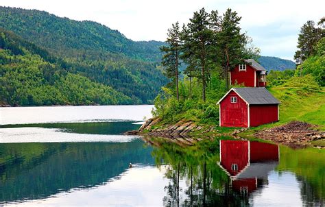 Scandinavia Tranquility River House Peaceful Beautiful Spring