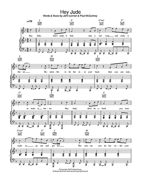 Hey jude violin duet print sheet music now. Hey Jude sheet music by The Beatles (Piano, Vocal & Guitar - 33482)