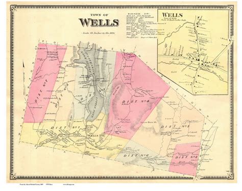 Wells Town And Village Vermont 1869 Old Town Map Reprint Rutland Co