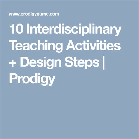 10 Interdisciplinary Teaching Activities Design Steps Prodigy