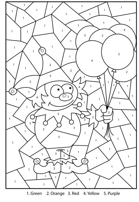 Lion color by number printable sheet. Coloring Pages: Free Printable Jester Colour By Numbers ...