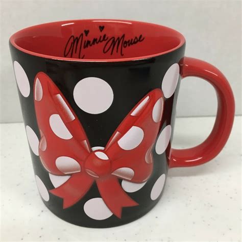 Minnie Mouse Disney Parks Polka Dot Relief Pop Out Bow Coffee Mug