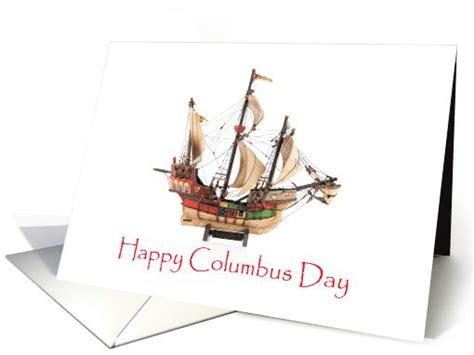 Happy Columbus Day With A Spanish Galleon Card Columbusday