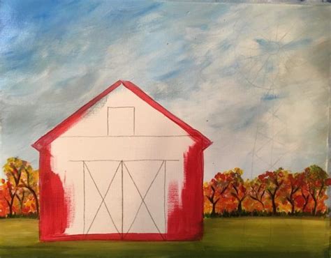 How To Paint A Fall Barn Step By Step Painting Red Barn Painting