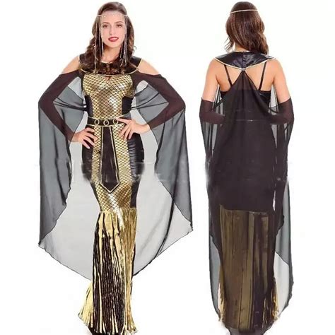 2018 new high quality sexy greek goddess cleopatra cosplay costume black dress for queen of