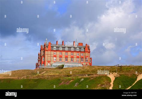 The Headland Hotel Newquay Cornwall England Uk By Fistral Beach Stock