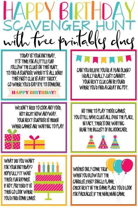 Then print your labels directly or save as a pdf. A Super Fun Birthday Scavenger Hunt {Free Printable ...