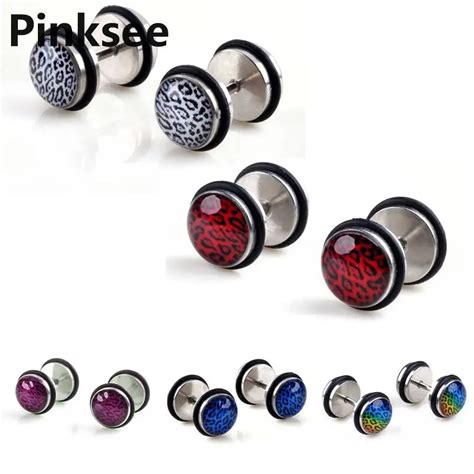 Pcs Fake Cheater Ear Plug Piercing Stainless Steel Screw Earring Studs Tunnel Stretcher