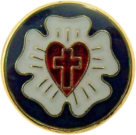 Religious Lapel Pins Gold Tone And Enamel Lutherian Shield