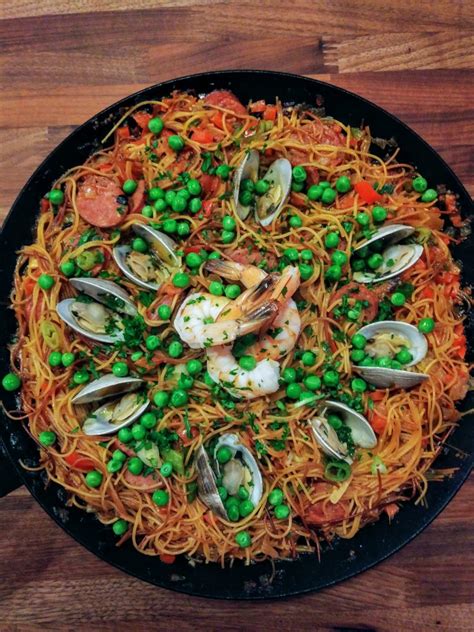 Virtual Dinner Party 44 Spanish Fideos With Shrimp Sausage And Clams