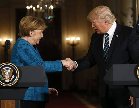 Watch Awkward Moment Donald Trump Blanks Angela Merkel Handshake