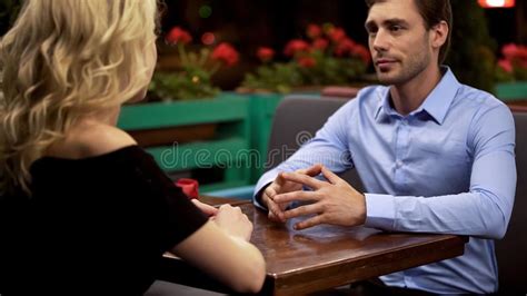 Romantic Evening Of Two Lovers Couple Sitting At Restaurant Terrace Desk Stock Image Image Of