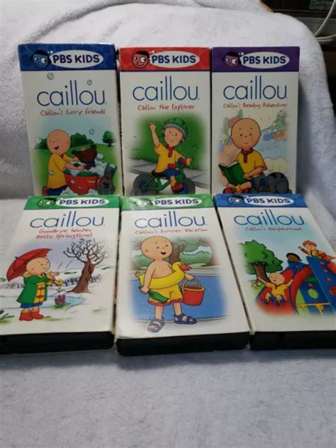 Caillou Vhs Childrens Classic Pbs Kids 2001 2003 Lot 6 Reading~vacation