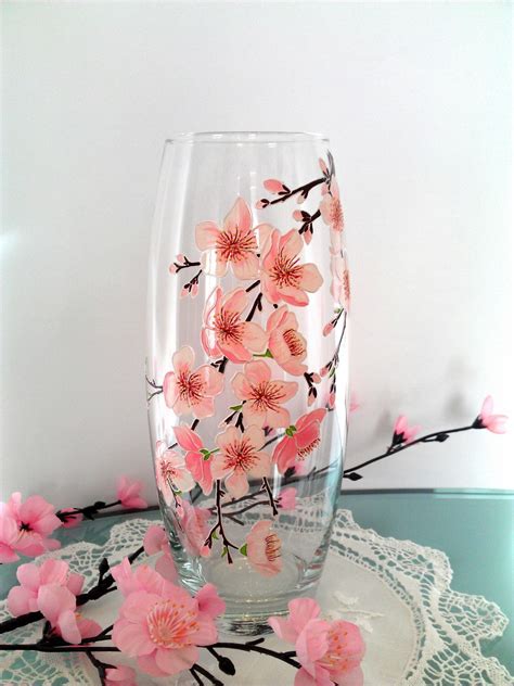 Sakura Glass Vase Hand Painted Vase Hand Painted Glass Hand Painted Painted Vase Painted Glass