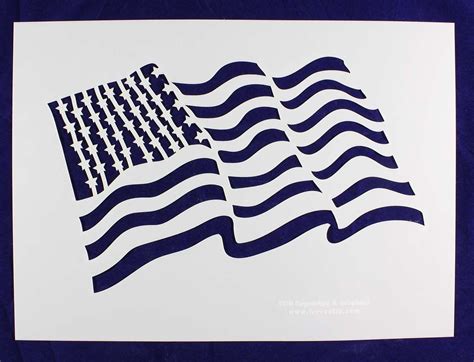 Us Flag Large Wavy Stencils Paintingcraftstemplate Quilt