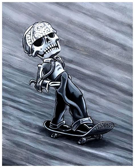 Skate Art Print Skeleton Skateboard Birthday T Day Of Etsy