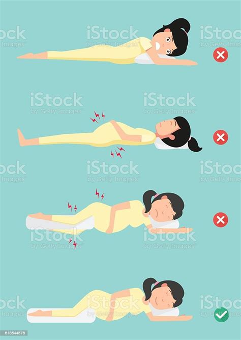 Best And Worst Positions For Sleeping Pregnant Women Illustrati Stock